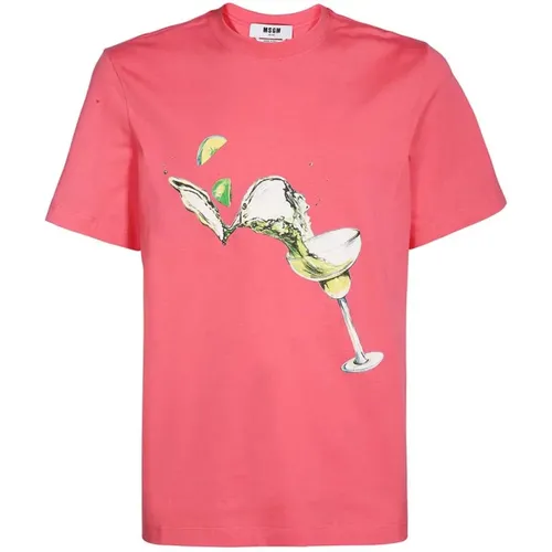 T-Shirts, male, , Size: L Printed Cotton T-shirt - Msgm - Modalova