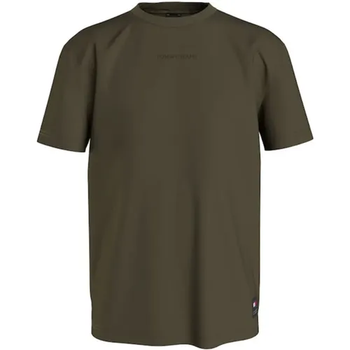 Bio-Baumwoll-T-Shirt - Gerader Schnitt , Herren, Größe: XL - Tommy Jeans - Modalova