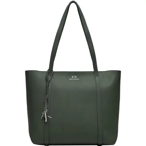 Grüne Shopper Tasche mit Reißverschluss - Armani Exchange - Modalova