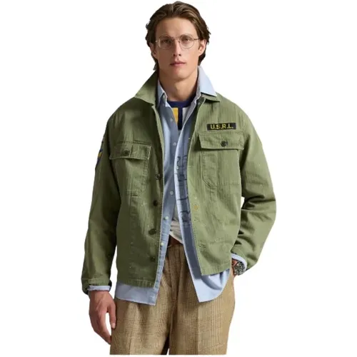 Light Jackets, male, , Size: M Short Casual Shirt Jacket - Polo Ralph Lauren - Modalova