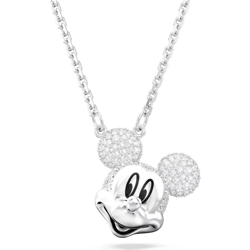 Necklaces, female, , Size: ONE SIZE Disney Mickey Mouse Pendant, White, Rhodium Plated - Swarovski - Modalova