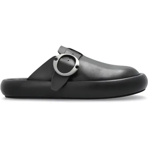 Mules, male, , Size: 8 US Leather slides Arc - alexander mcqueen - Modalova