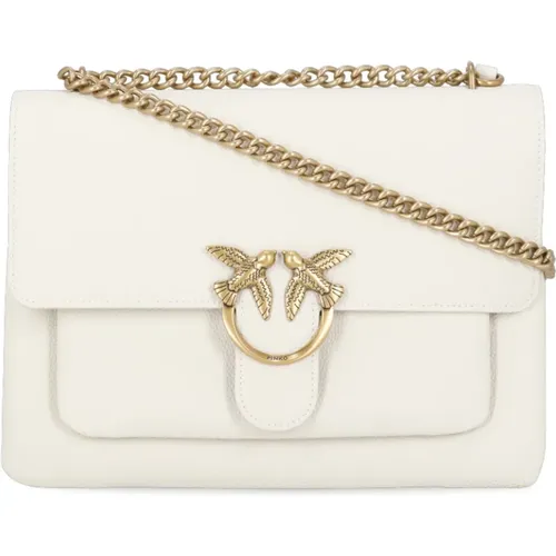 Ivory Schultertasche Love Birds Logo , Damen, Größe: ONE Size - pinko - Modalova