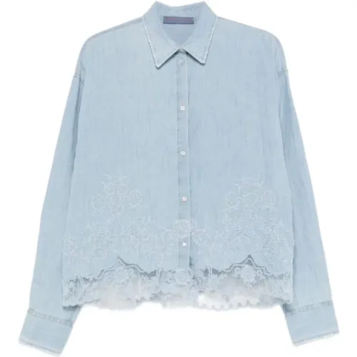 Shirts, female, , Size: S Cotton and linen embroidered shirt - Ermanno Scervino - Modalova