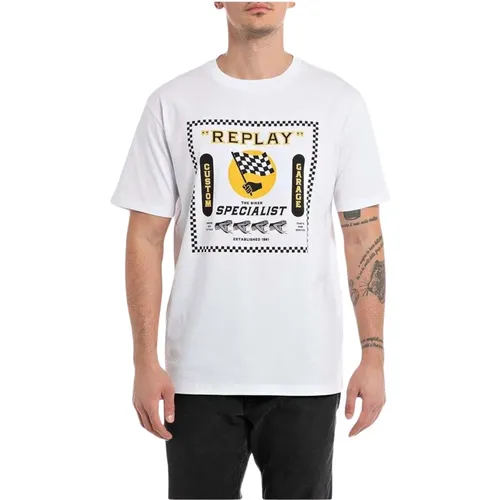 T-Shirt , Herren, Größe: S - Replay - Modalova