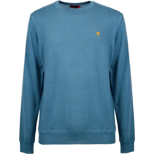 Herren einfarbiger hellblauer Rundhalsausschnitt Pullover , Herren, Größe: XL - Gallo - Modalova