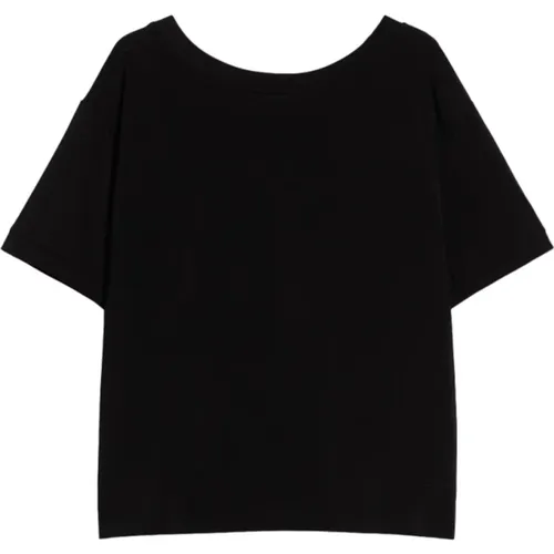 Schwarzes V-Ausschnitt Shirt , Damen, Größe: L - Max Mara - Modalova