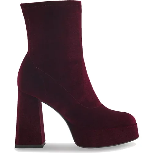 Modische Bordeaux Stiefel mit Blockabsatz , Damen, Größe: 36 EU - tamaris - Modalova