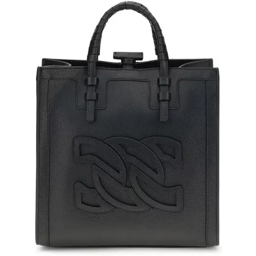 Tote Bags, female, , Size: ONE SIZE Embossed Logo Tote Bag with Adjustable Strap - Casadei - Modalova