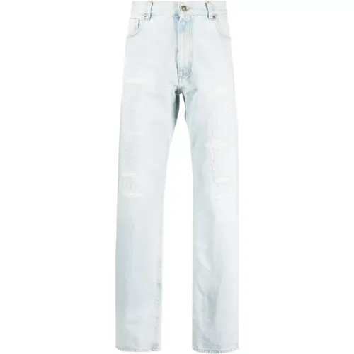 Straight Jeans, male, , Size: M Clear Distressed Straight-Leg Jeans - 424 - Modalova