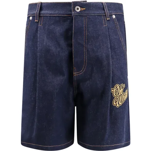 Blaue Shorts mit Metallknöpfen , Herren, Größe: W32 - Off White - Modalova