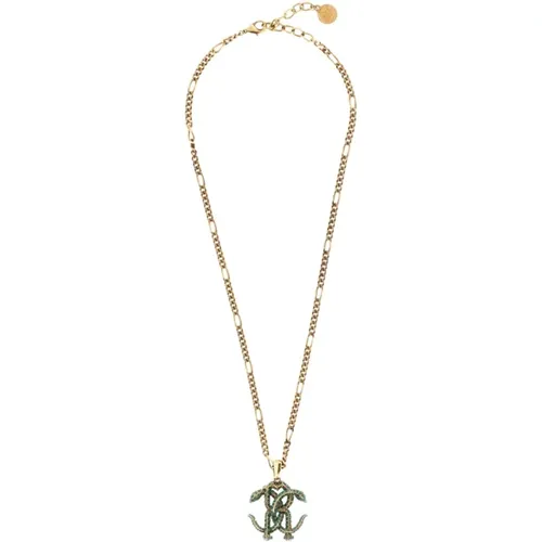 Necklaces, female, , Size: ONE SIZE Gold Logo Pendant Necklace - Roberto Cavalli - Modalova