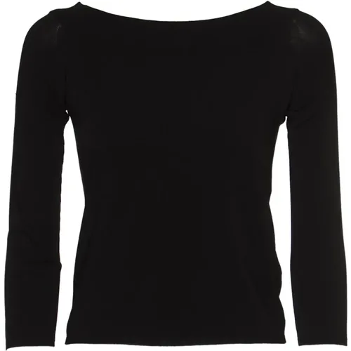 Schwarzer Off-Shoulder Pullover , Damen, Größe: XS - Roberto Collina - Modalova