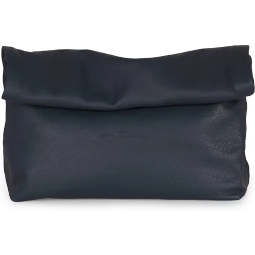 Blueblack Leather Foldable Handbag , female, Sizes: ONE SIZE - Cortana - Modalova