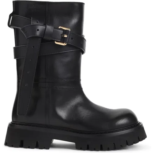 Ankle Boots, female, , Size: 9 US Biker Strap Ankle Boots - Moschino - Modalova