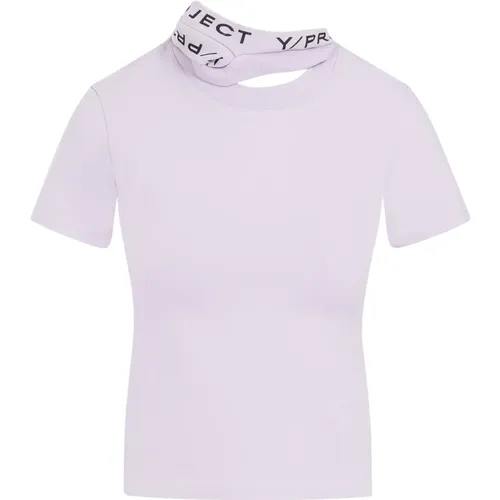 Lila Baumwoll T-shirt Top Rosa Lila , Damen, Größe: XS - Y/Project - Modalova