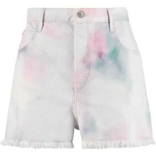 Denim Skirts, female, , Size: S Tie Dye Denim Shorts Fringed Edges - Isabel marant - Modalova