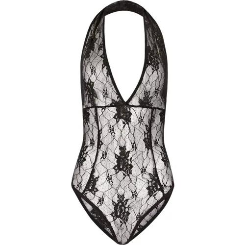 Schwarzer Spitzenbody - Eleganter Stil , Damen, Größe: XL - Nina Ricci - Modalova