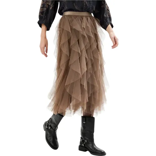 Adeline Skirt with Ruffles in Mocca , female, Sizes: 2XL, XL, M - IN Front - Modalova