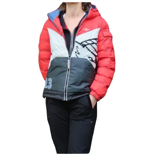 Wasserdichte Color-Block Kapuzenjacke , Damen, Größe: XS - aeronautica militare - Modalova