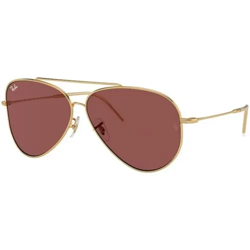 Sunglasses, male, , Size: 59 MM Aviator Reverse Sunglasses Violet Dark - Ray-Ban - Modalova