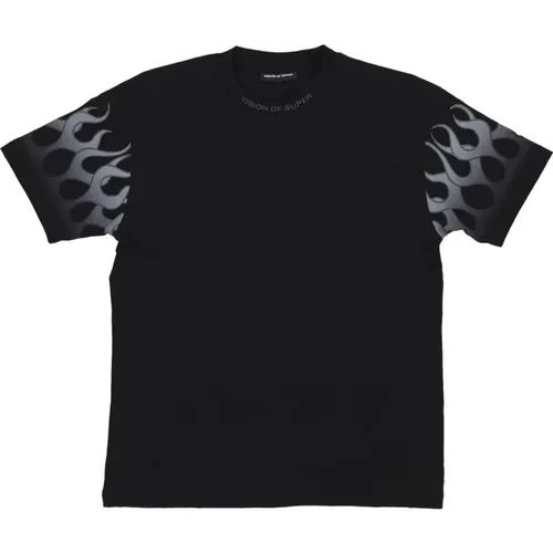 Flames Tee /Grey Short-Sleeved T-Shirt , male, Sizes: S, L, XL - Vision OF Super - Modalova