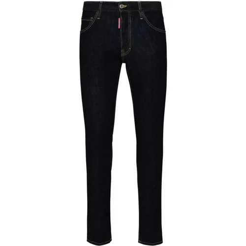 Slim-fit Baumwoll-Blaue Jeans , Herren, Größe: 2XL - Dsquared2 - Modalova