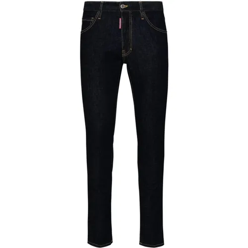 Slim-fit Baumwoll-Blaue Jeans , Herren, Größe: XL - Dsquared2 - Modalova