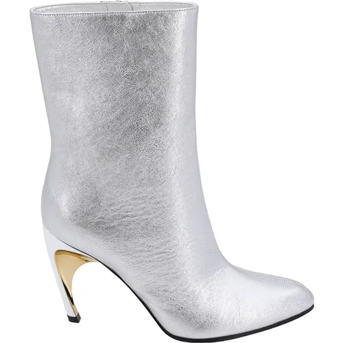 Laminated Leather Ankle Boots , female, Sizes: 6 UK, 3 UK, 7 UK, 4 UK, 5 UK - alexander mcqueen - Modalova
