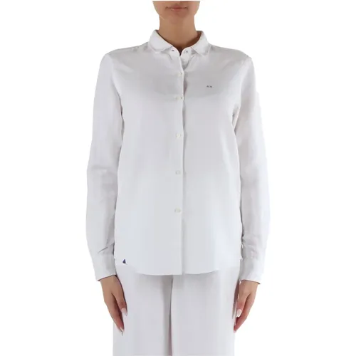 Linen and Viscose Regular Fit Shirt , female, Sizes: L, M, S - Sun68 - Modalova