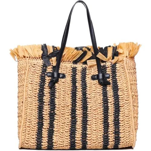 Handmade Crochet Effect Straw Bag , female, Sizes: ONE SIZE - Gianni Chiarini - Modalova