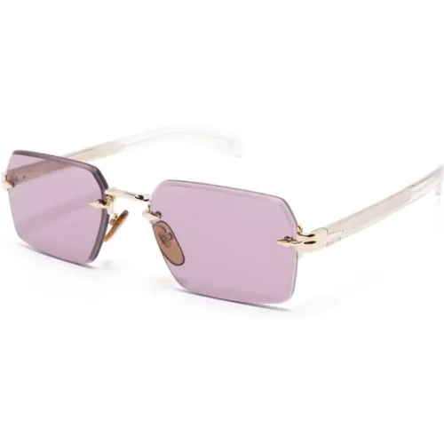 Goldene Sonnenbrille für den täglichen Gebrauch , Herren, Größe: 56 MM - Eyewear by David Beckham - Modalova