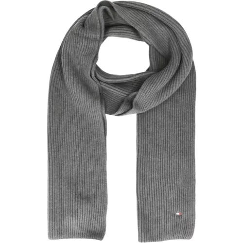 Winter Scarves, male, , Size: ONE SIZE Cashmere Cotton Blend Grey Scarf - Tommy Hilfiger - Modalova