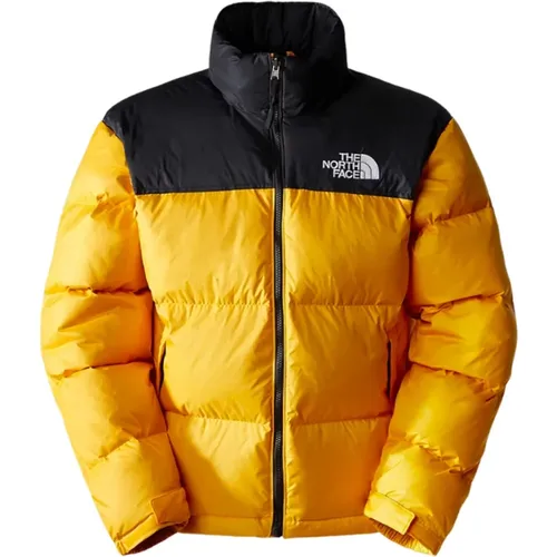 Down Jackets, male, , Size: XS Retro Nuptse Jacket in Summit Gold/Black - The North Face - Modalova