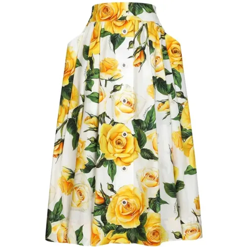 Floral Mini Skirt , female, Sizes: L - Dolce & Gabbana - Modalova
