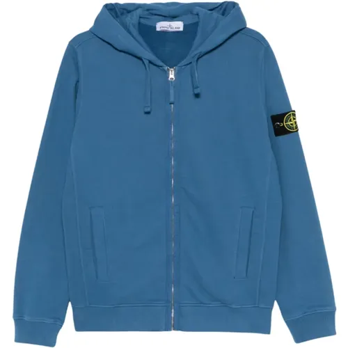 Brushed Cotton Fleece Full Zip Hoodie , male, Sizes: M, L, XL - Stone Island - Modalova