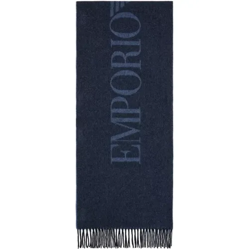 Bicolor Logo Schal mit Fransen - Emporio Armani - Modalova