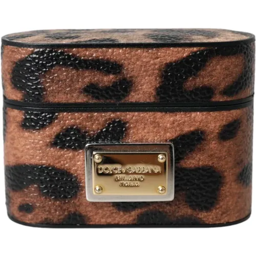 Leopard Kalbsleder Logo Airpods Hülle - Dolce & Gabbana - Modalova