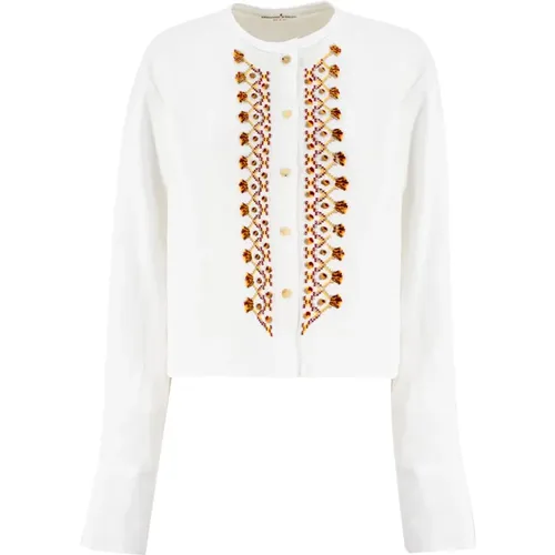 Women's Clothing Shirts Bright White_ottico Ss24 , female, Sizes: M, S - Ermanno Scervino - Modalova