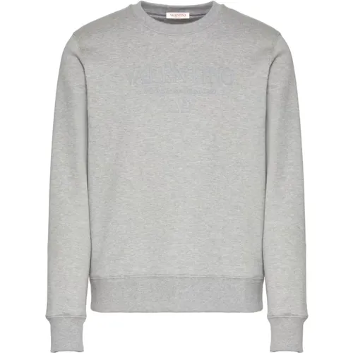 Grey Sweater with Logo Print , male, Sizes: M, L - Valentino Garavani - Modalova