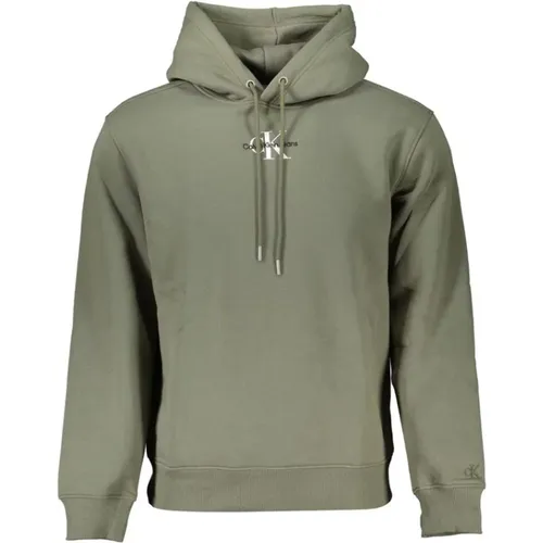 Stilvolles grünes Fleece-Kapuzensweatshirt , Herren, Größe: 2XL - Calvin Klein - Modalova