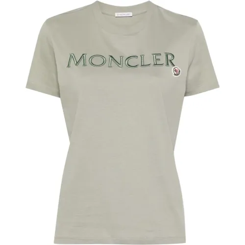 Grüne T-Shirts und Polos , Damen, Größe: M - Moncler - Modalova