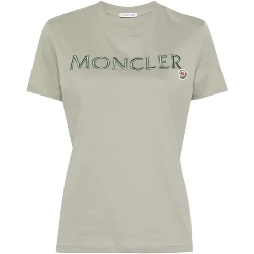 Grüne T-Shirts und Polos , Damen, Größe: XS - Moncler - Modalova