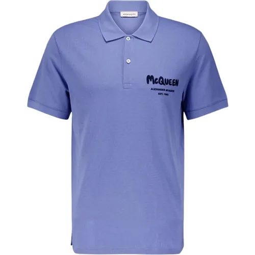 Graffiti-embroidered Piqué Polo Shirt , male, Sizes: M, XL, L - alexander mcqueen - Modalova