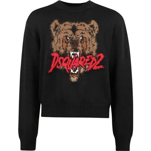 Sweatshirts, male, , Size: L Stylish Pullover Sweater for Men - Dsquared2 - Modalova