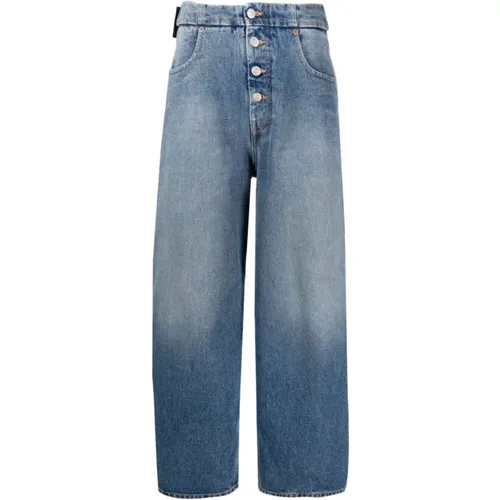 Gewaschene Denim Wide Leg Jeans , Damen, Größe: W24 - MM6 Maison Margiela - Modalova