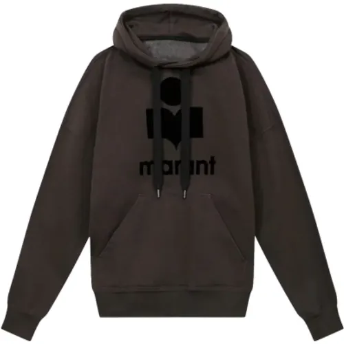 Hoodies, male, , Size: 2XS Grey Hooded Sweatshirt with Kangaroo Pocket - Isabel marant - Modalova