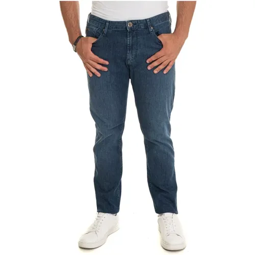 Stone Washed Denim Jeans with Top Zip , male, Sizes: W30, W34, W33, W38, W40, W31 - Emporio Armani - Modalova