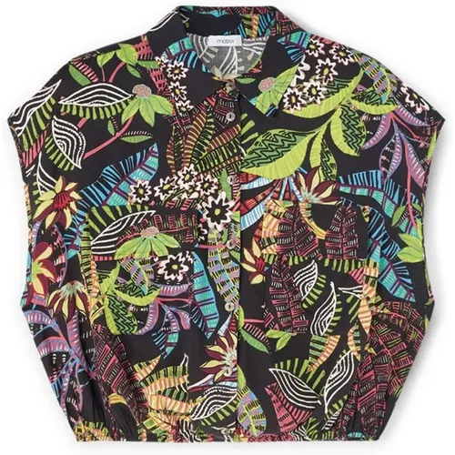 Tropisches Print Cropped Bluse mit Taschen - Motivi - Modalova