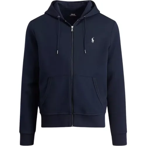 Navy Zip-Up Hoodie with Polo Horse Embroidery , male, Sizes: XL, XS - Ralph Lauren - Modalova